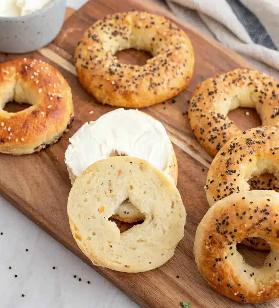 healthy cottage cheese bagels with almond flour