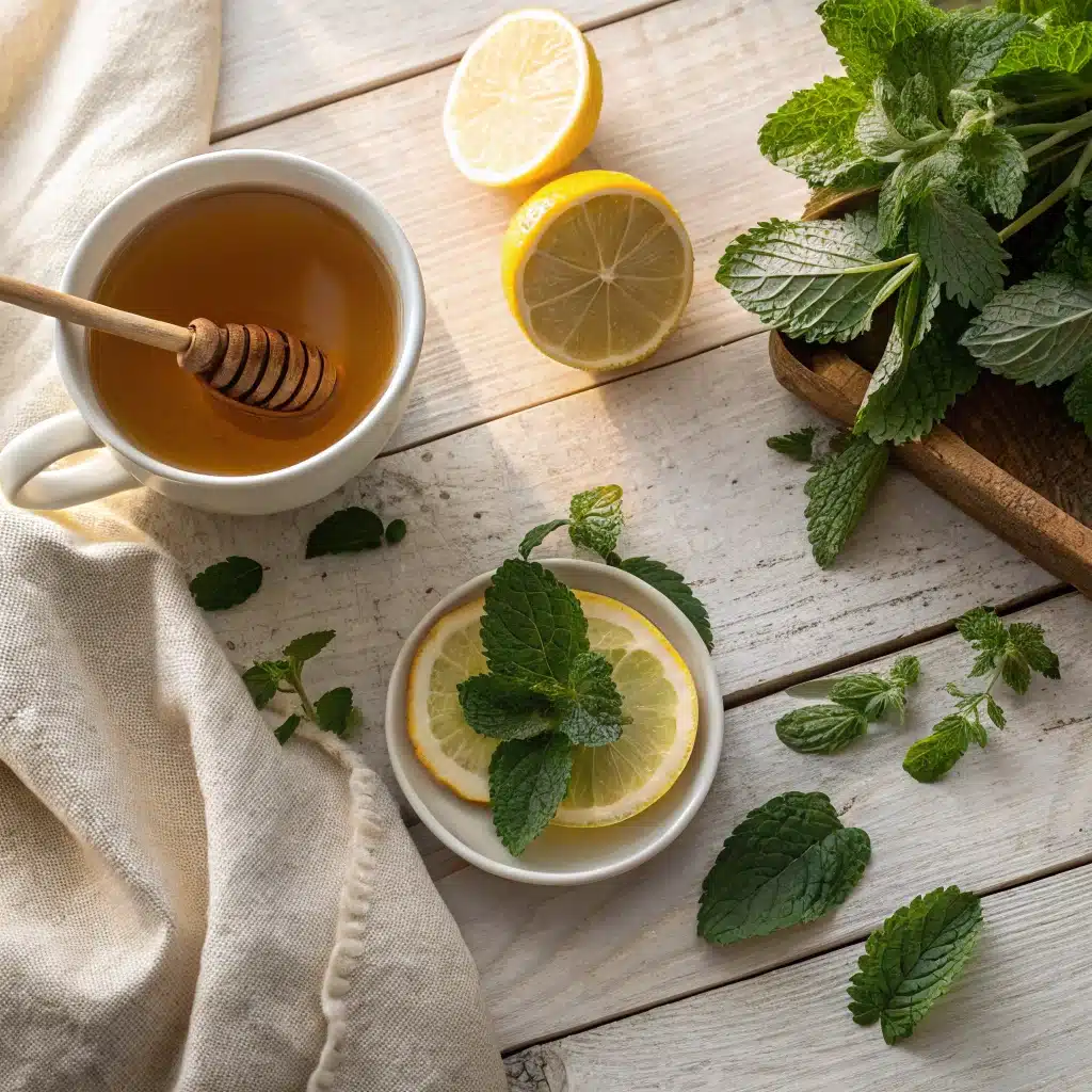 lemon balm honey lemon ginger water ingredients"