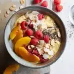 Mango smoothie bowl with toppings