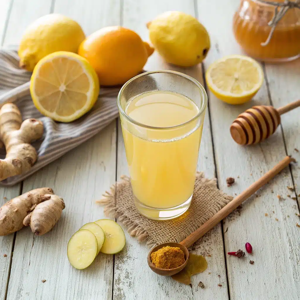 Natural Mounjaro recipe drink with lemon, ginger, and ACV