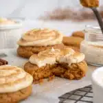 Pumpkin cheesecake cookies on rustic plate