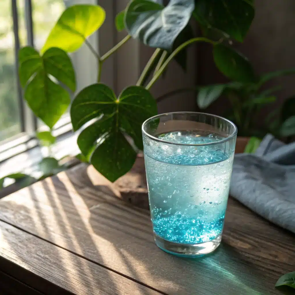 Blue salt trick recipe drink with ingredients