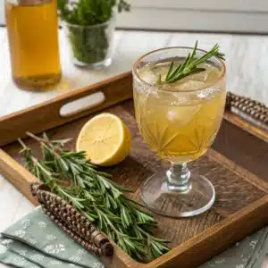 brazilian apple cider vinegar tonic on wooden table
