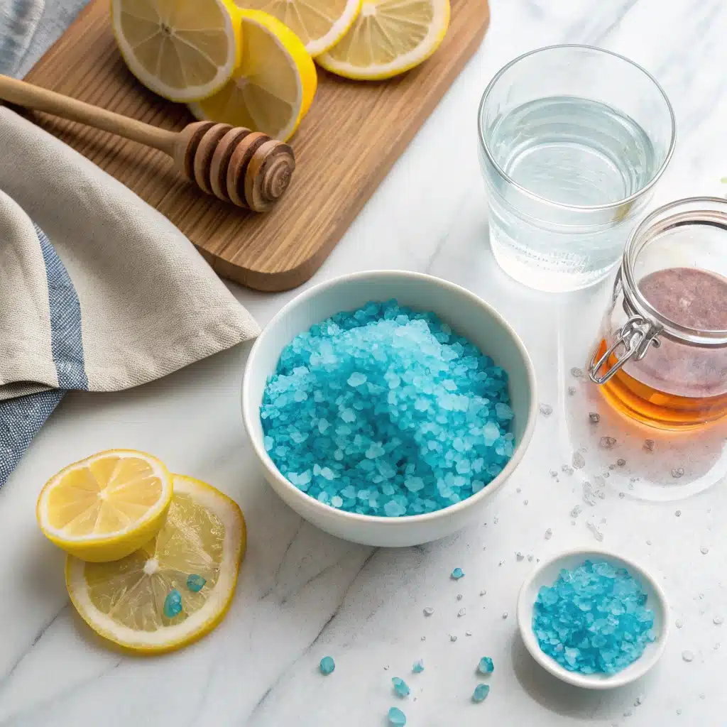 Blue salt trick recipe drink with ingredients