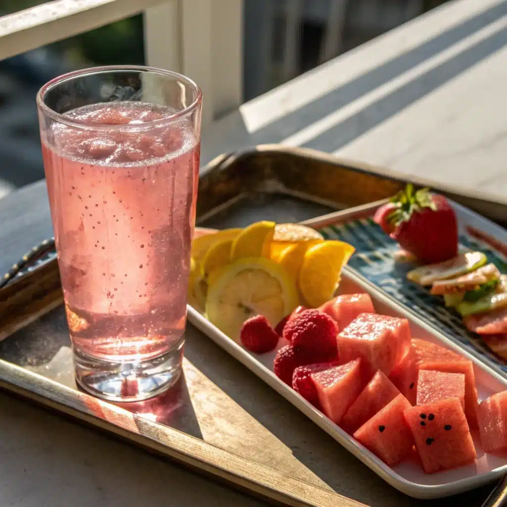 serving pink salt water