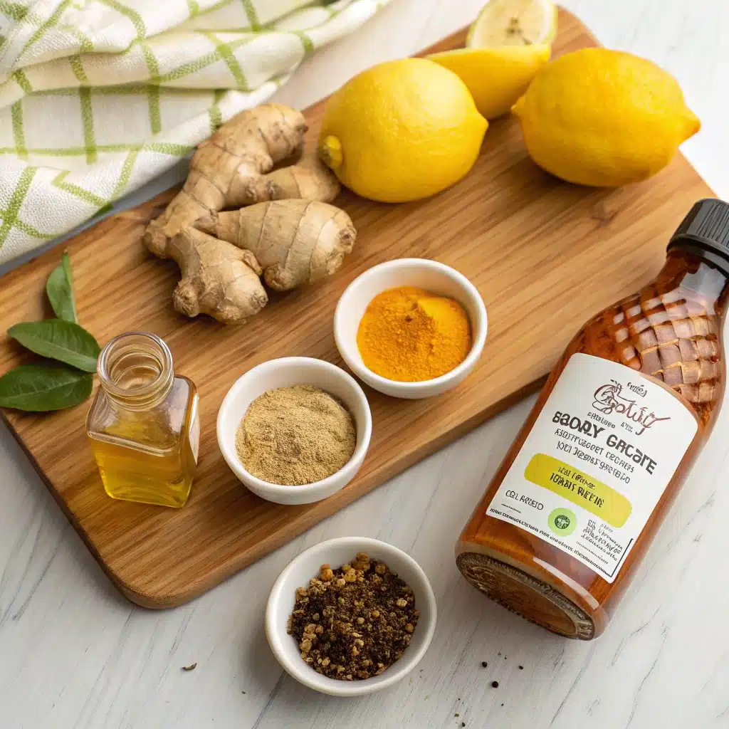 Natural Mounjaro recipe drink with lemon, ginger, and ACV