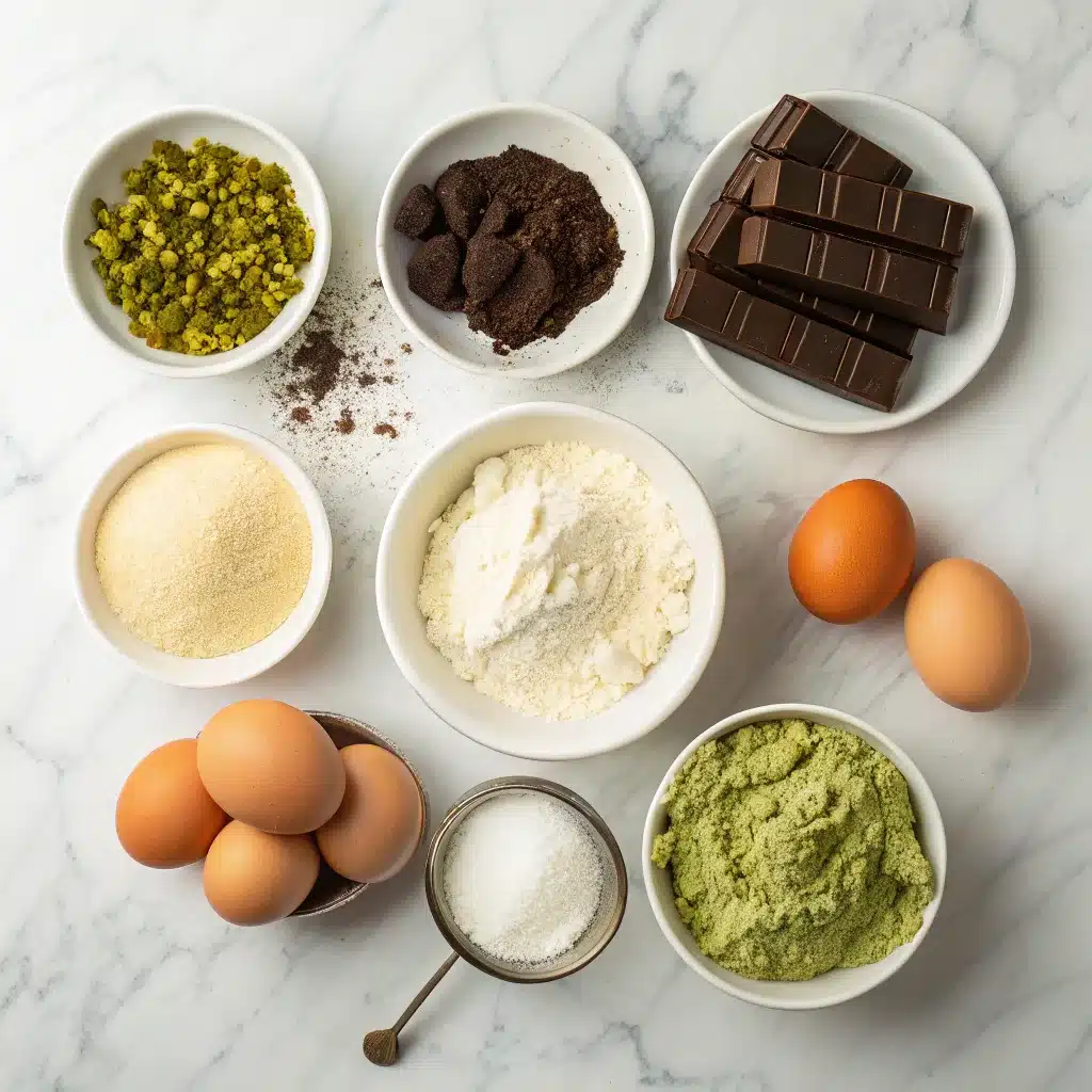 Ingredients for Dubai style chocolate cookie pie