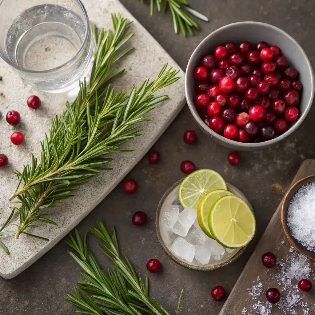 Cranberry Mocktail Spritzer with Rosemary