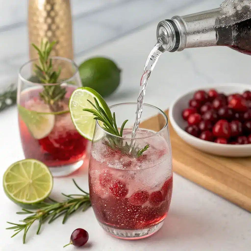 Cranberry Mocktail Spritzer with Rosemary